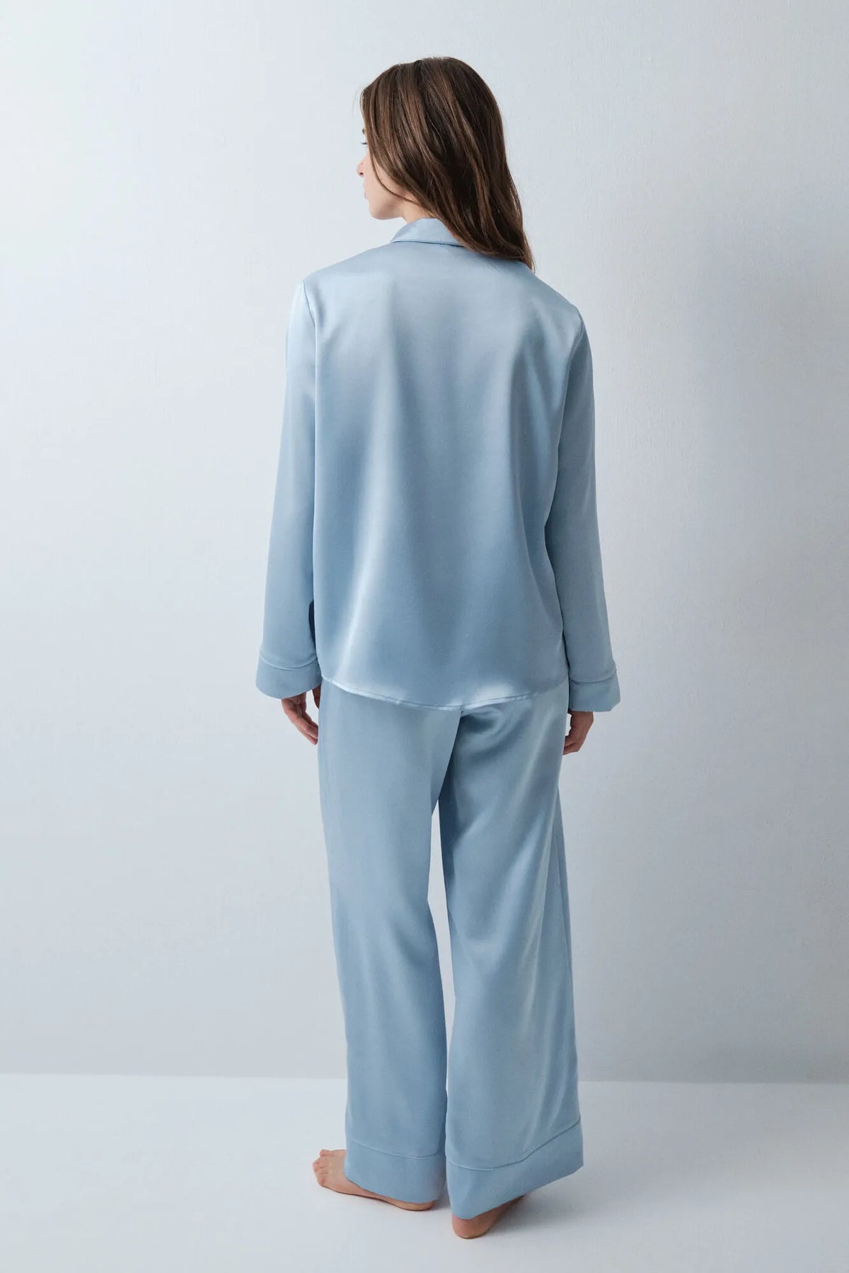 Women Secret Dark Blue Women Blue Satin-Finish Classic Pyjamas SKU: 2544852_11 Image 05