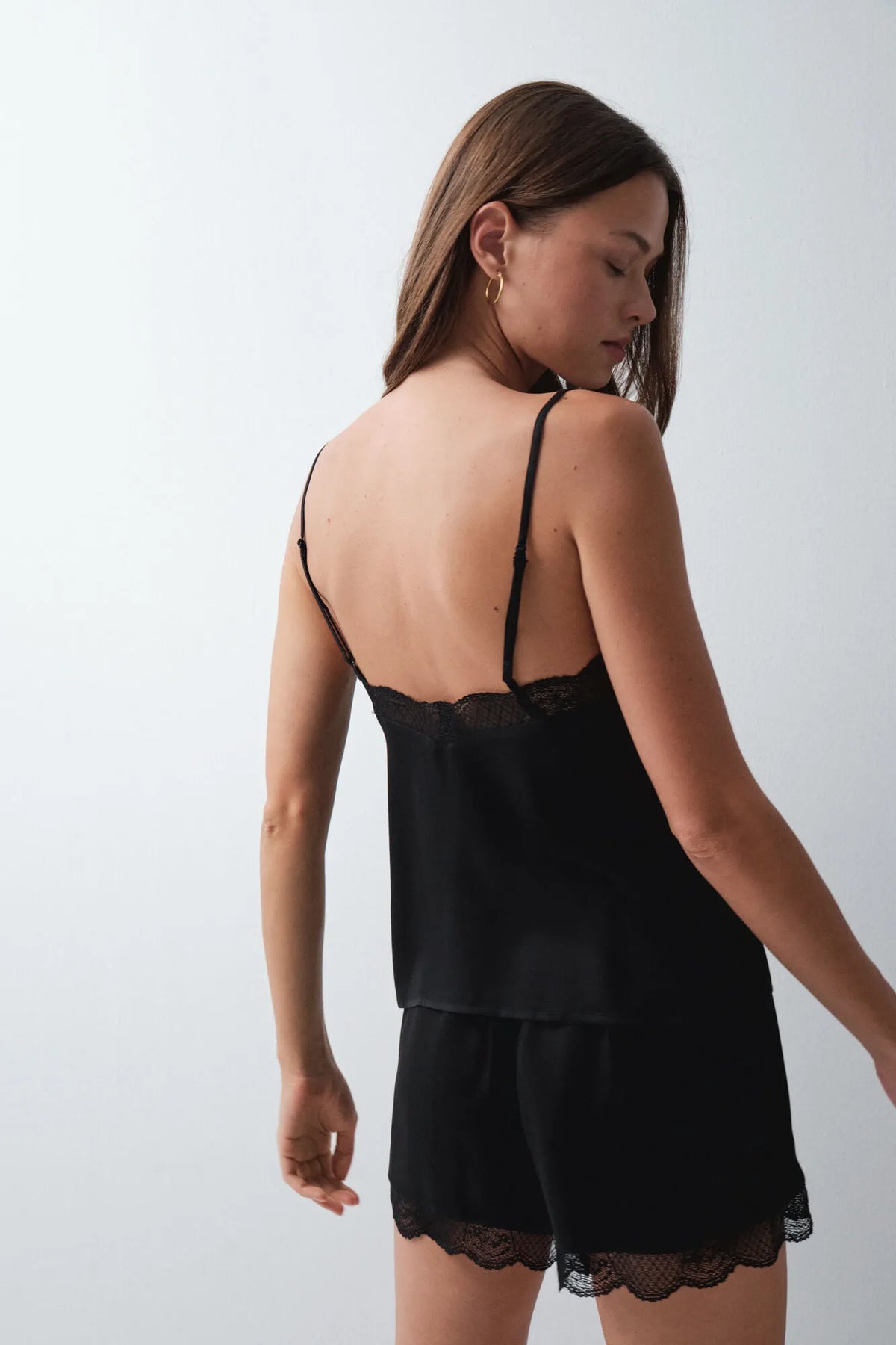 Women Secret Black Women Black Lace Short Pyjamas SKU: 2544855_01 Image 03