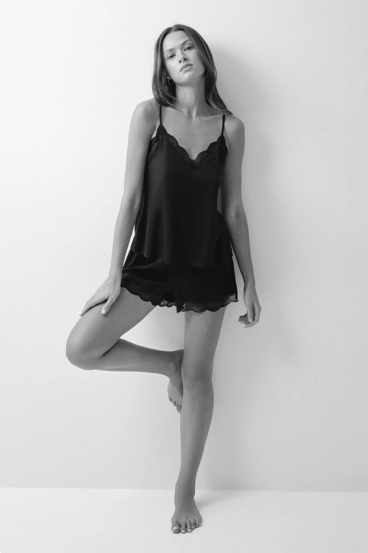 Women Secret Black Women Black Lace Short Pyjamas SKU: 2544855_01 Image 04