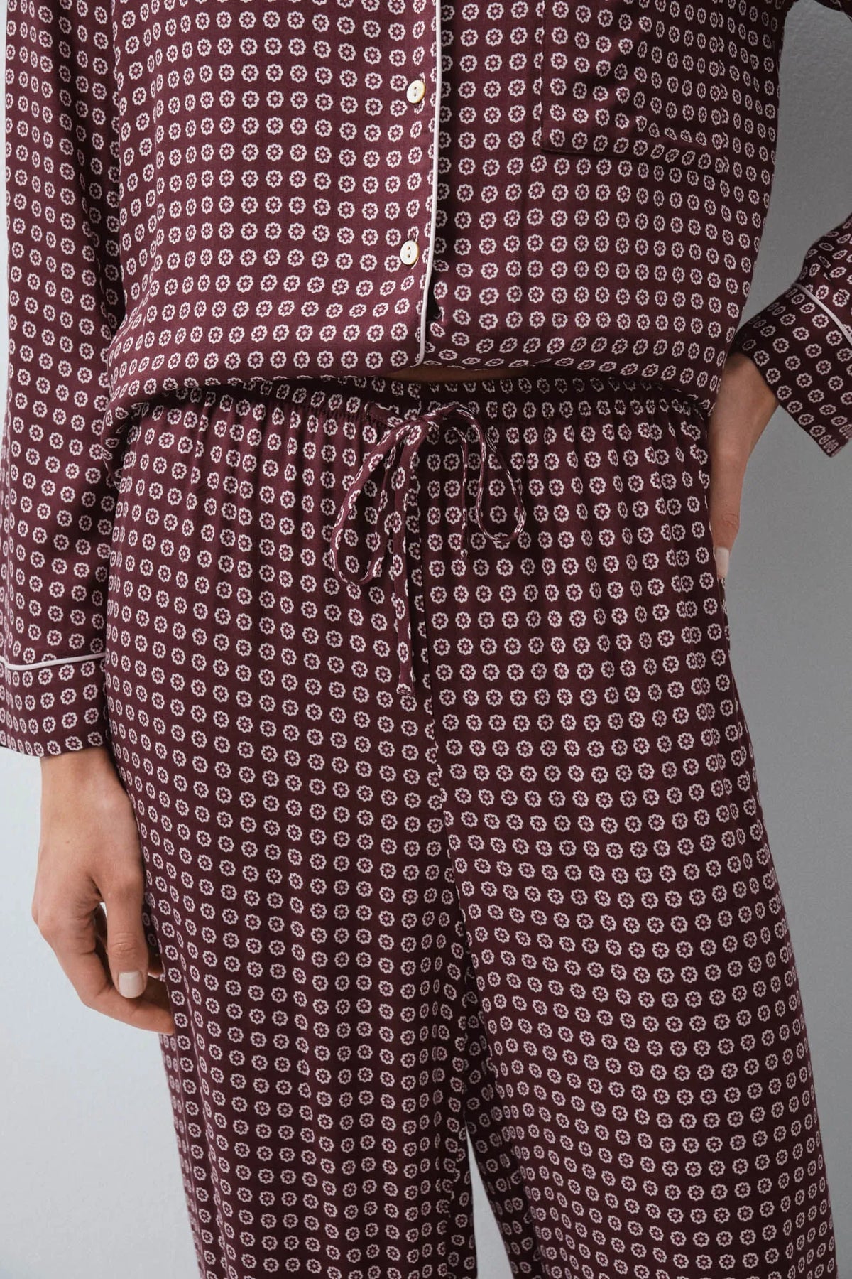 Women Secret Wine Women Burgundy Classic Long Pyjamas SKU: 2544856_68 Image 02