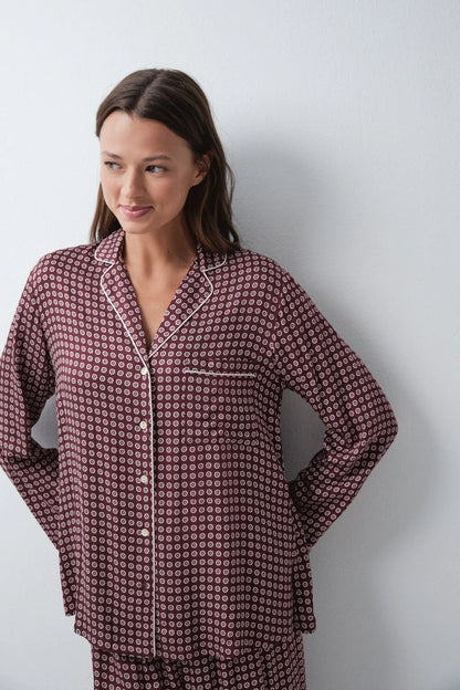 Women Secret Wine Women Burgundy Classic Long Pyjamas SKU: 2544856_68 Image 03