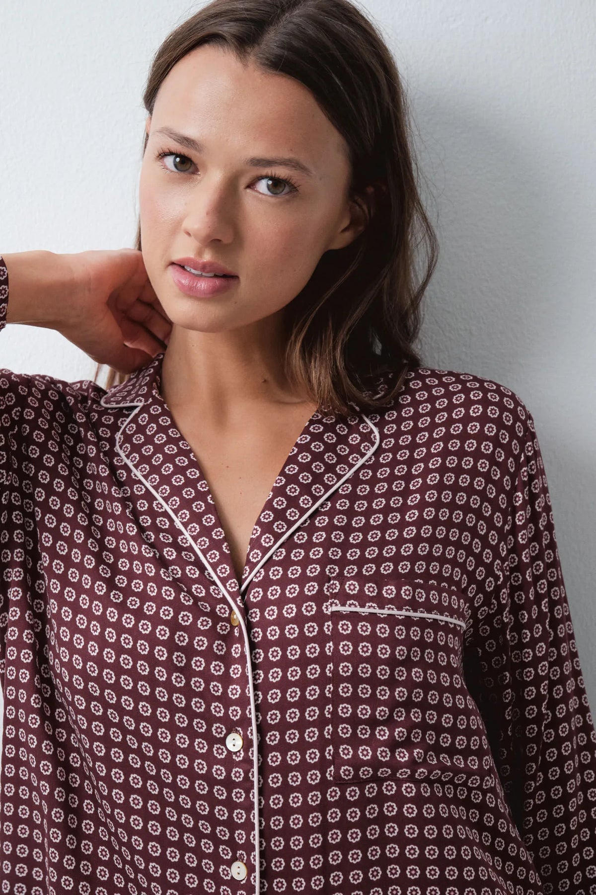 Women Secret Wine Women Burgundy Classic Long Pyjamas SKU: 2544856_68 Image 04