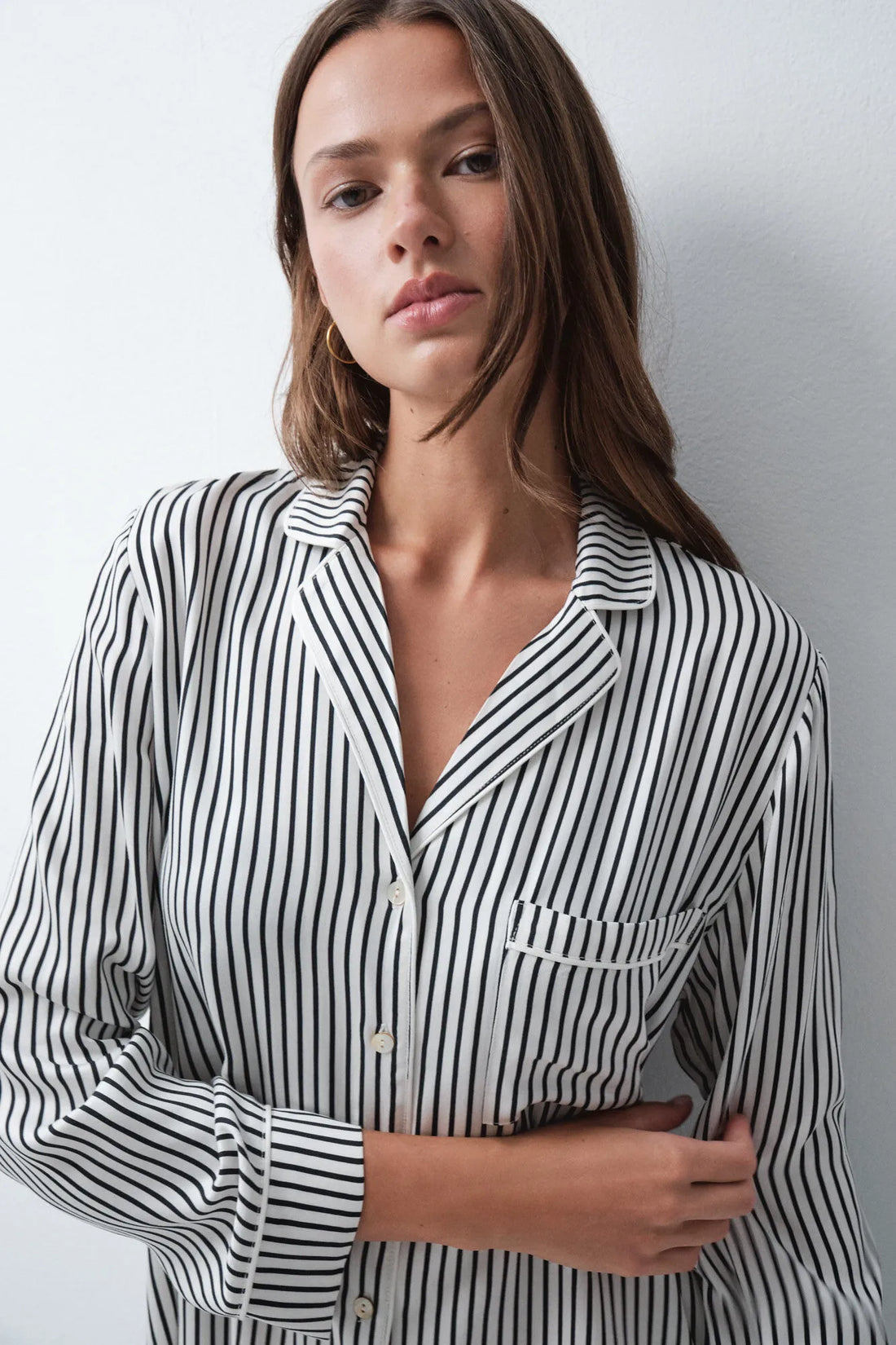Women Secret Black Women Black And White Striped Classic Pyjamas SKU: 2544858_01 Image 05