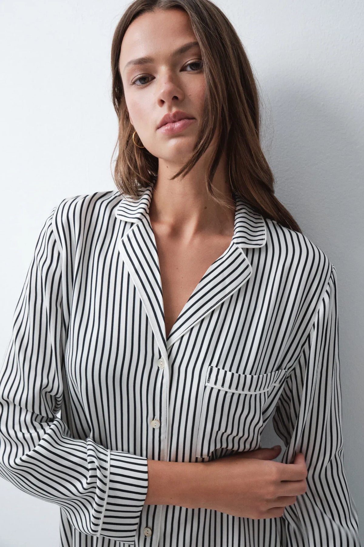 Women Secret Black Women Black And White Striped Classic Pyjamas SKU: 2544858_01 Image 05