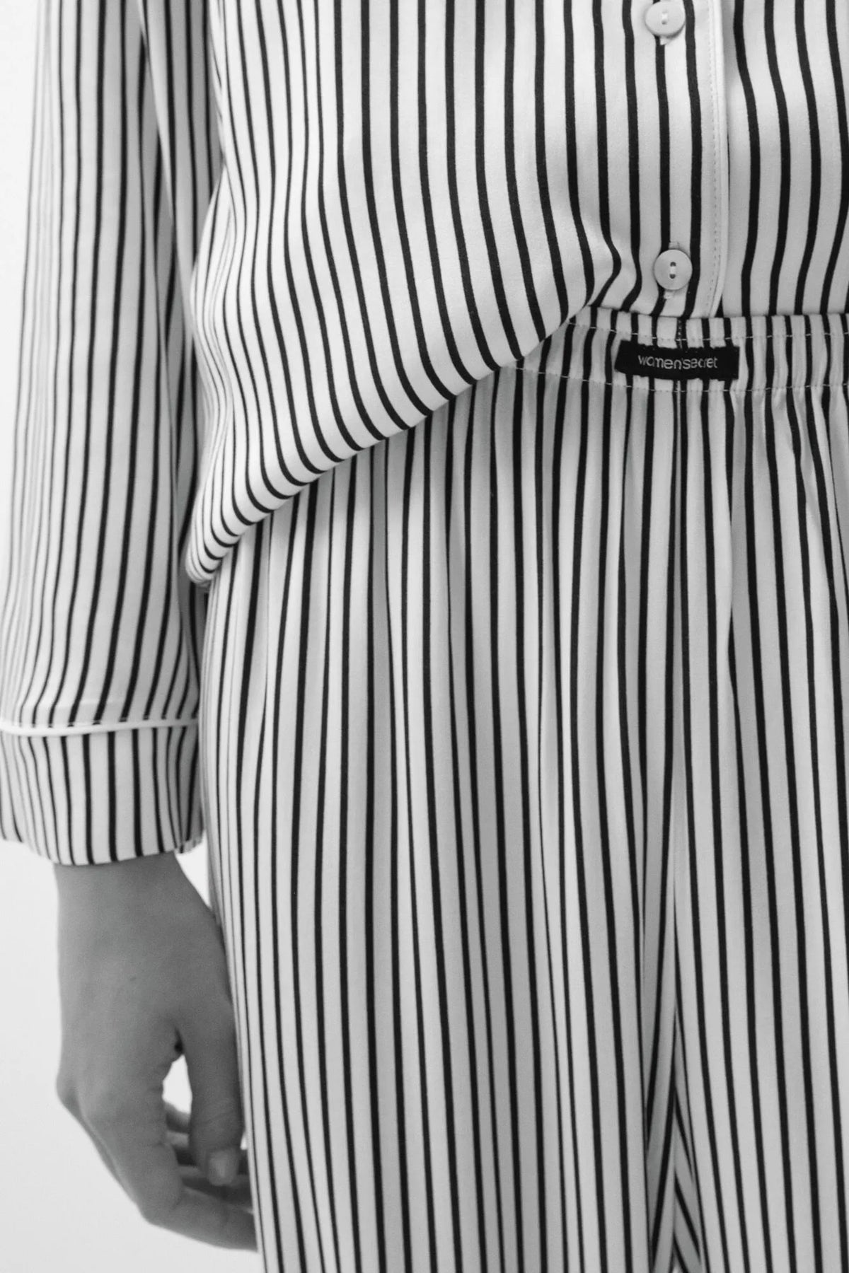 Women Secret Black Women Black And White Striped Classic Pyjamas SKU: 2544858_01 Image 06