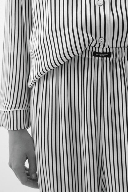 Women Secret Black Women Black And White Striped Classic Pyjamas SKU: 2544858_01 Image 06