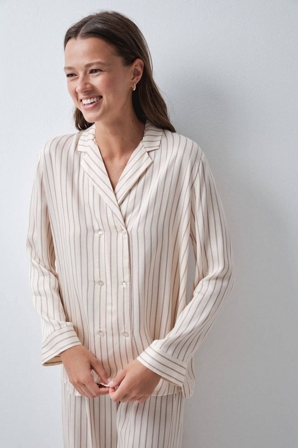 Women Secret White Print Women Striped Satin-Finish Classic Pyjamas SKU: 2544866_97 Image 02
