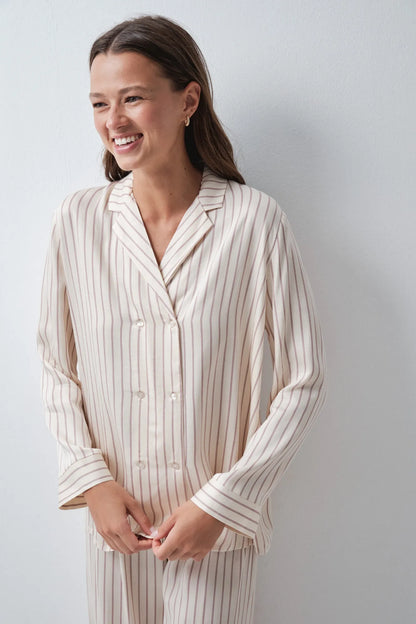 Women Secret White Print Women Striped Satin-Finish Classic Pyjamas SKU: 2544866_97 Image 02