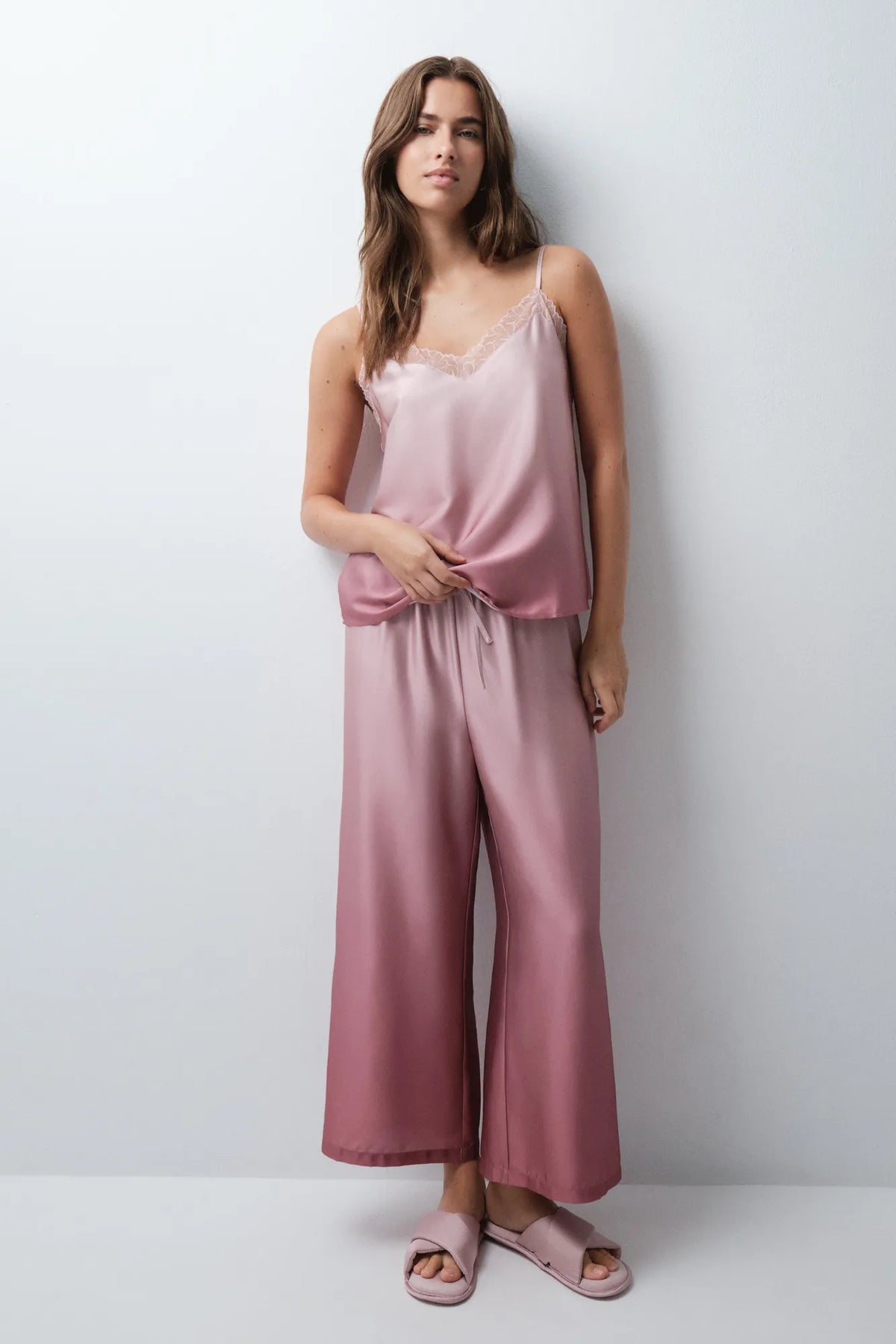 Women Secret Pink Women Lace Strap Long Pyjamas SKU: 2544870_71 Image 01