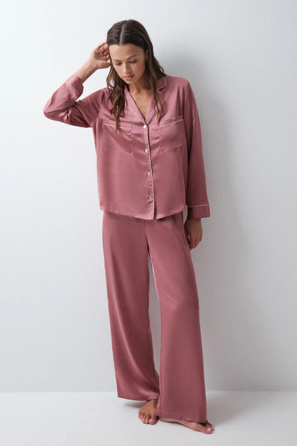 Women Secret Pink Women Satin-Finish Classic Pyjamas SKU: 2544871_72 Image 01