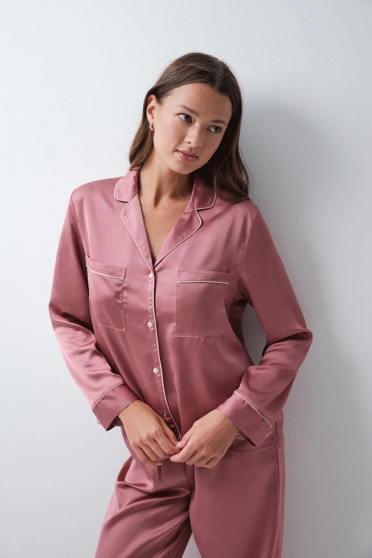 Women Secret Pink Women Satin-Finish Classic Pyjamas SKU: 2544871_72 Image 03