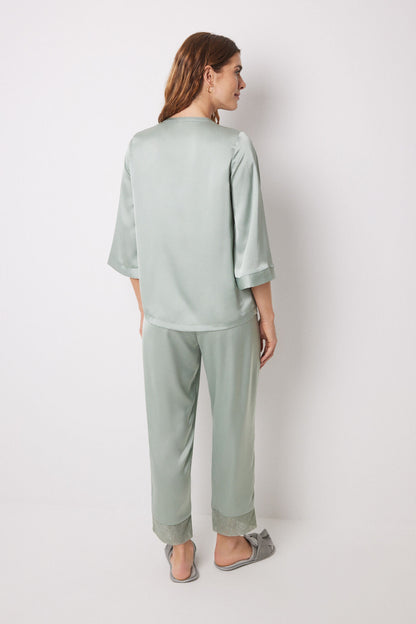 Long Green Chiffon Pajamas_04