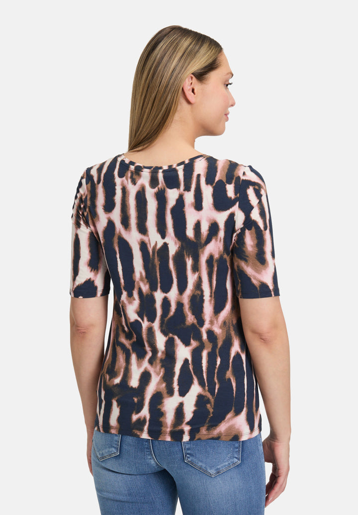 Betty Barclay_Dark Blue/RosŽ_Print Shirt with Round Neck_2564-1398_8847_03
