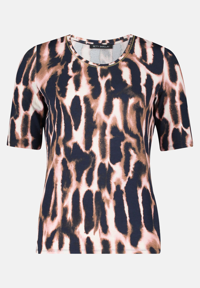 Betty Barclay_Dark Blue/RosŽ_Print Shirt with Round Neck_2564-1398_8847_04