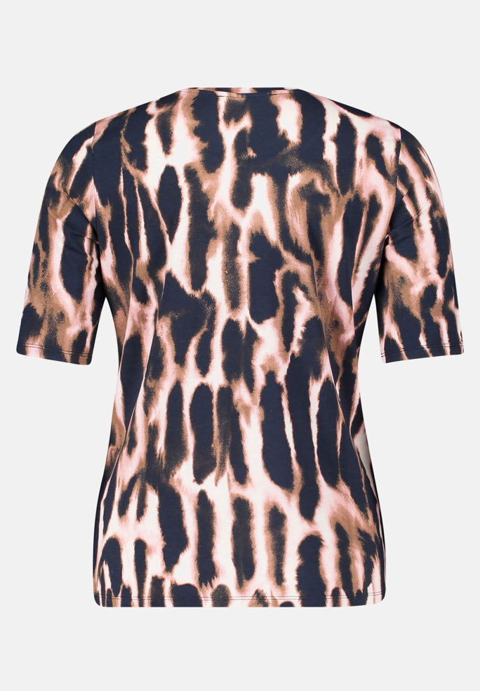 Betty Barclay_Dark Blue/RosŽ_Print Shirt with Round Neck_2564-1398_8847_05