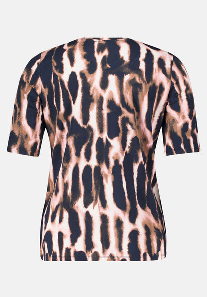 Betty Barclay_Dark Blue/RosŽ_Print Shirt with Round Neck_2564-1398_8847_05