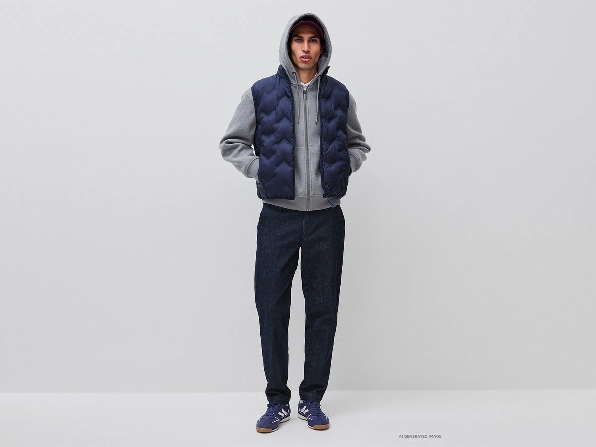 Benetton Dark Blue Men Padded Sleeveless Jacket SKU: 25VFUJ00X_016 Image 03