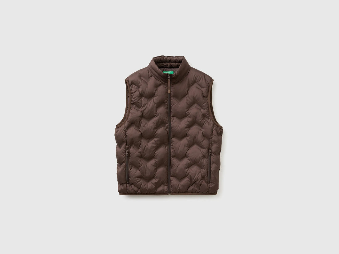 Benetton Dark Brown Men Padded Sleeveless Jacket SKU: 25VFUJ00X_16M Image 01