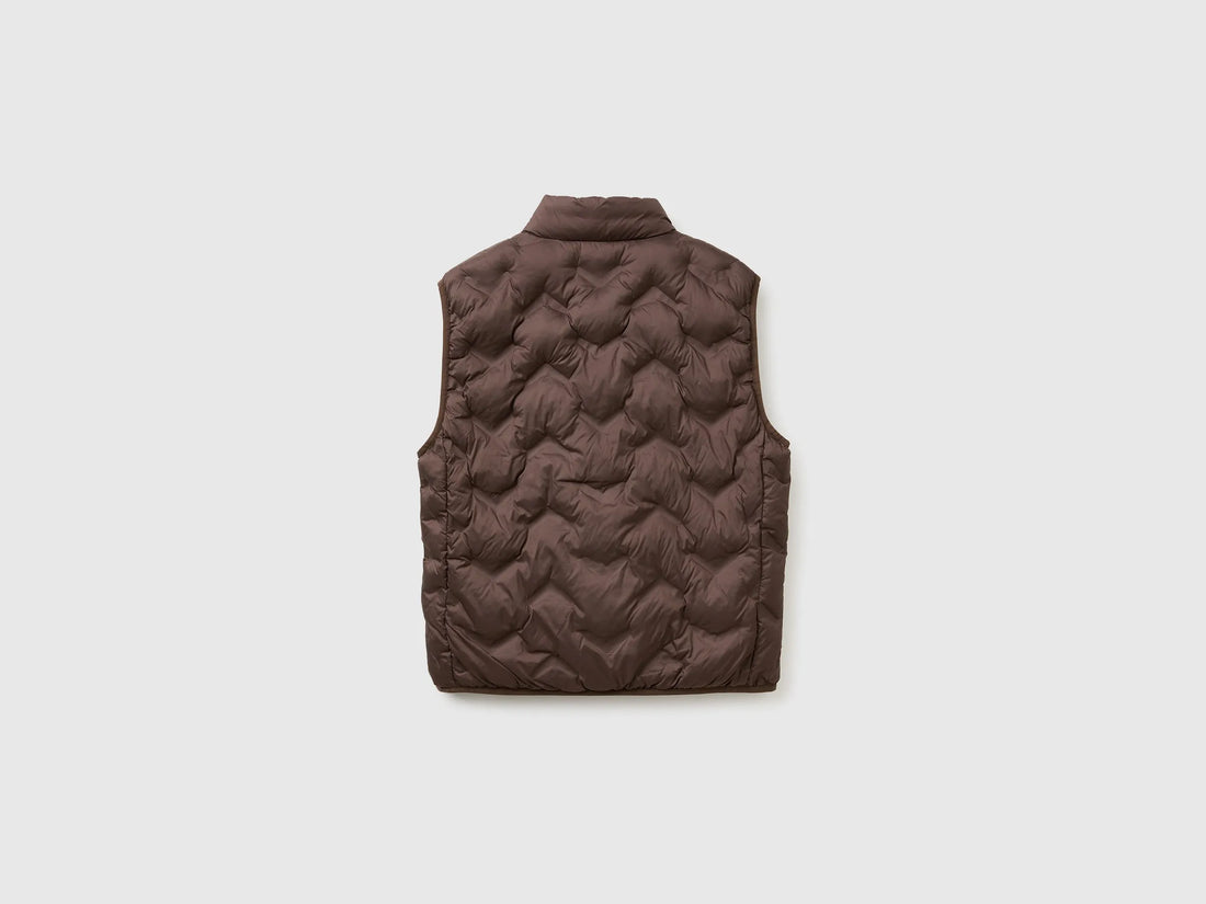 Benetton Dark Brown Men Padded Sleeveless Jacket SKU: 25VFUJ00X_16M Image 02