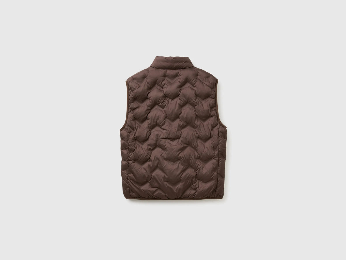 Benetton Dark Brown Men Padded Sleeveless Jacket SKU: 25VFUJ00X_16M Image 02