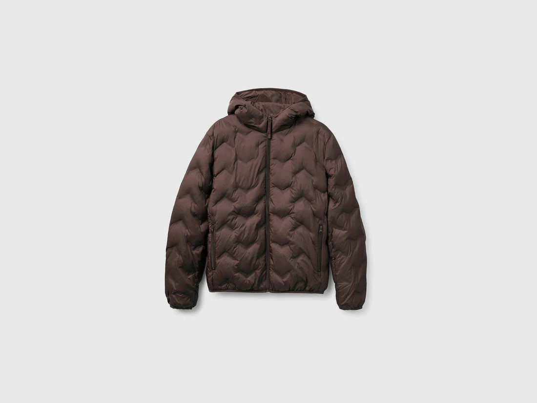 Benetton Dark Brown Men Regular Fit Padded Down Jacket SKU: 25VFUN07J_16M Image 01