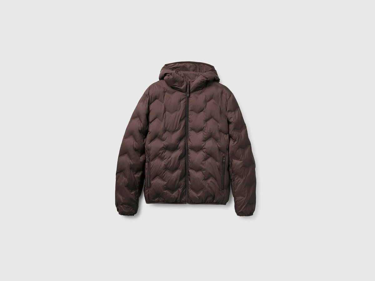 Benetton Dark Brown Men Regular Fit Padded Down Jacket SKU: 25VFUN07J_16M Image 01