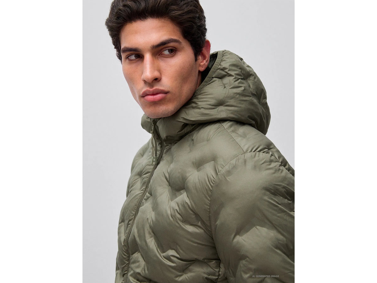 Benetton Military Green Men Regular Fit Padded Down Jacket SKU: 25VFUN07J_1Z9 Image 04
