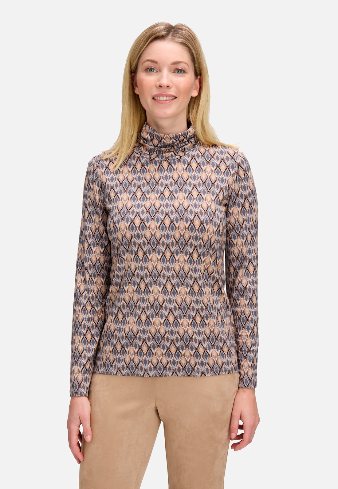 Betty Barclay_Grey/Beige_Turtleneck Shirt with Stand-Up Collar_2613-1483_9876_01