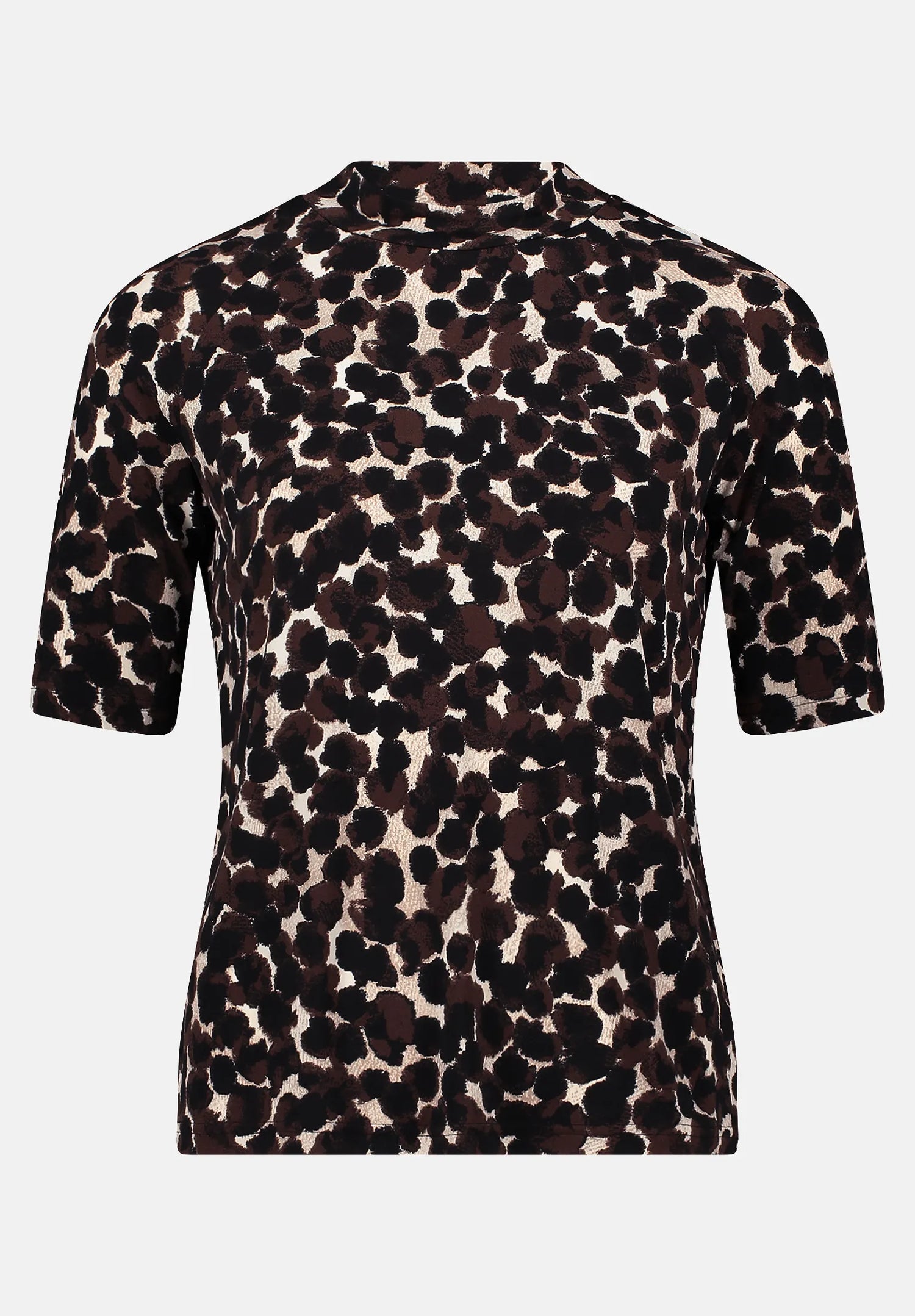 Betty Barclay_Brown/Beige_Print Shirt with Stand-Up Collar_2632-1617_7871_04