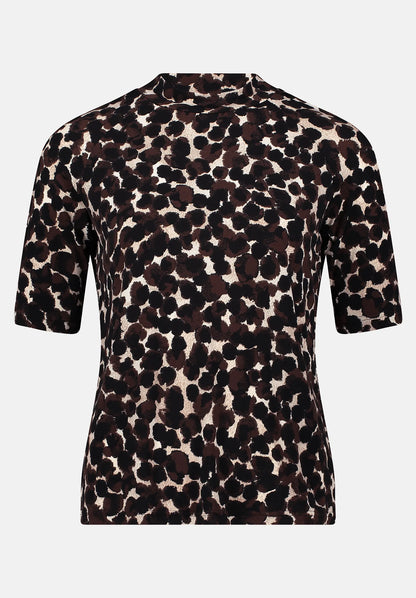 Betty Barclay_Brown/Beige_Print Shirt with Stand-Up Collar_2632-1617_7871_04