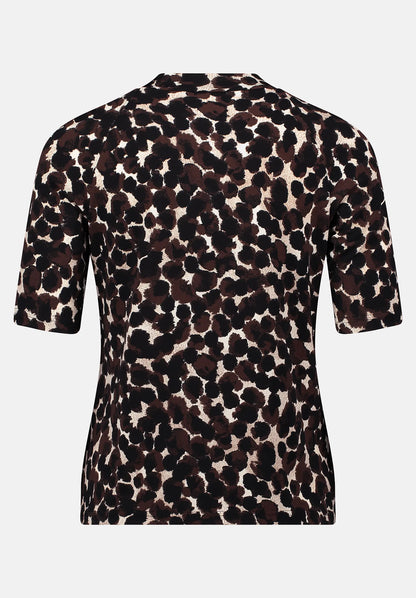 Betty Barclay_Brown/Beige_Print Shirt with Stand-Up Collar_2632-1617_7871_05