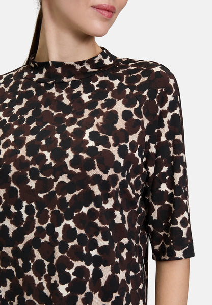 Betty Barclay_Brown/Beige_Print Shirt with Stand-Up Collar_2632-1617_7871_07