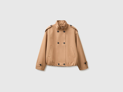 Benetton Camel Women Short Double-Breasted Jacket SKU: 26W4DN0AI_34A Image 01