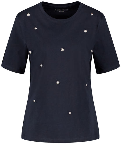 Embellished T Shirt With Round Neck_270057 44032_80890_01