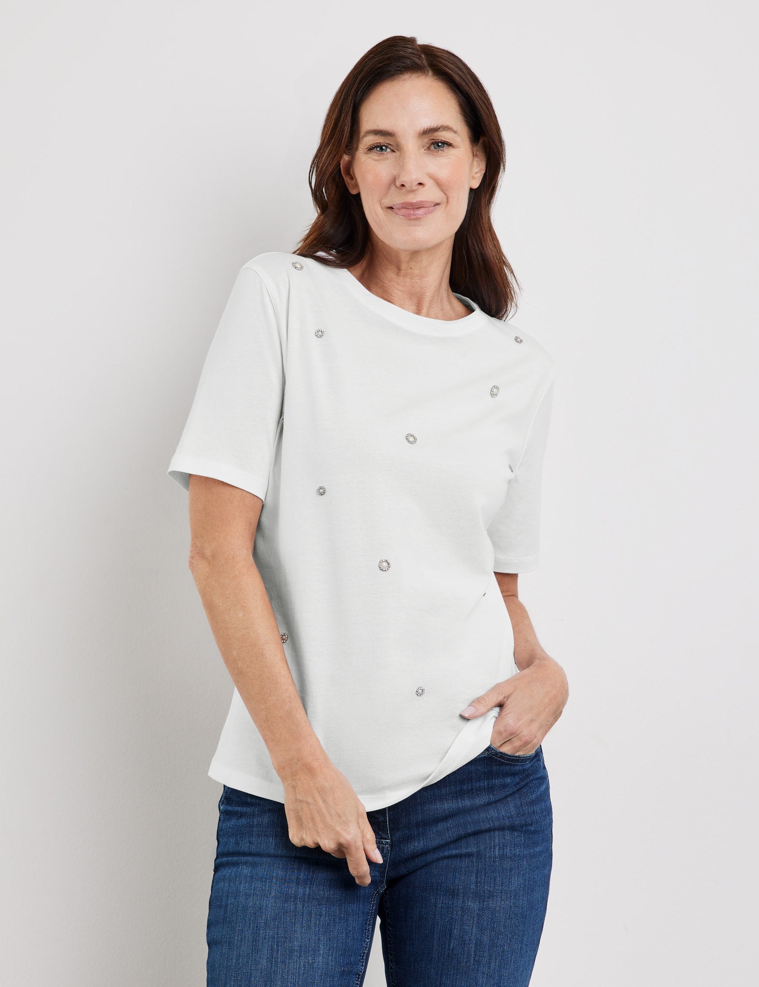 Embellished T Shirt With Round Neck_270057 44032_99600_04