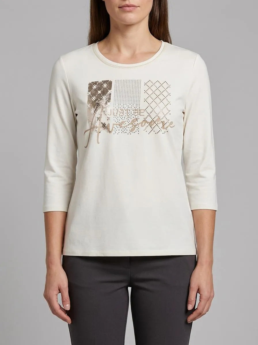 Betty Barclay Patch Cream/Nature Women Basic T-Shirt 3/4 Sleeve SKU: 2724-1092_1916 Image 00