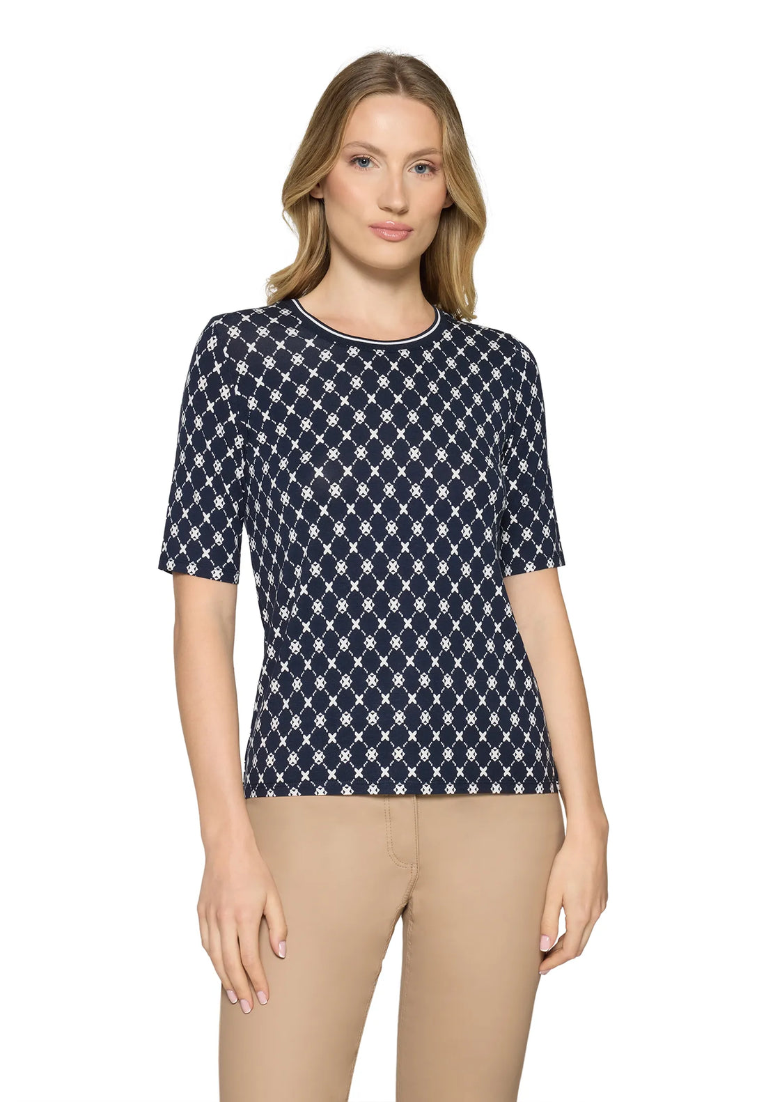 Betty Barclay Dark Blue/Cream Women Basic Shirt with Ribbed Cuffs SKU: 2725-1791_8813 Image 01