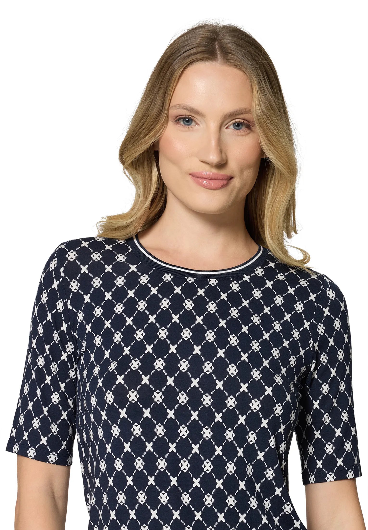 Betty Barclay Dark Blue/Cream Women Basic Shirt with Ribbed Cuffs SKU: 2725-1791_8813 Image 04