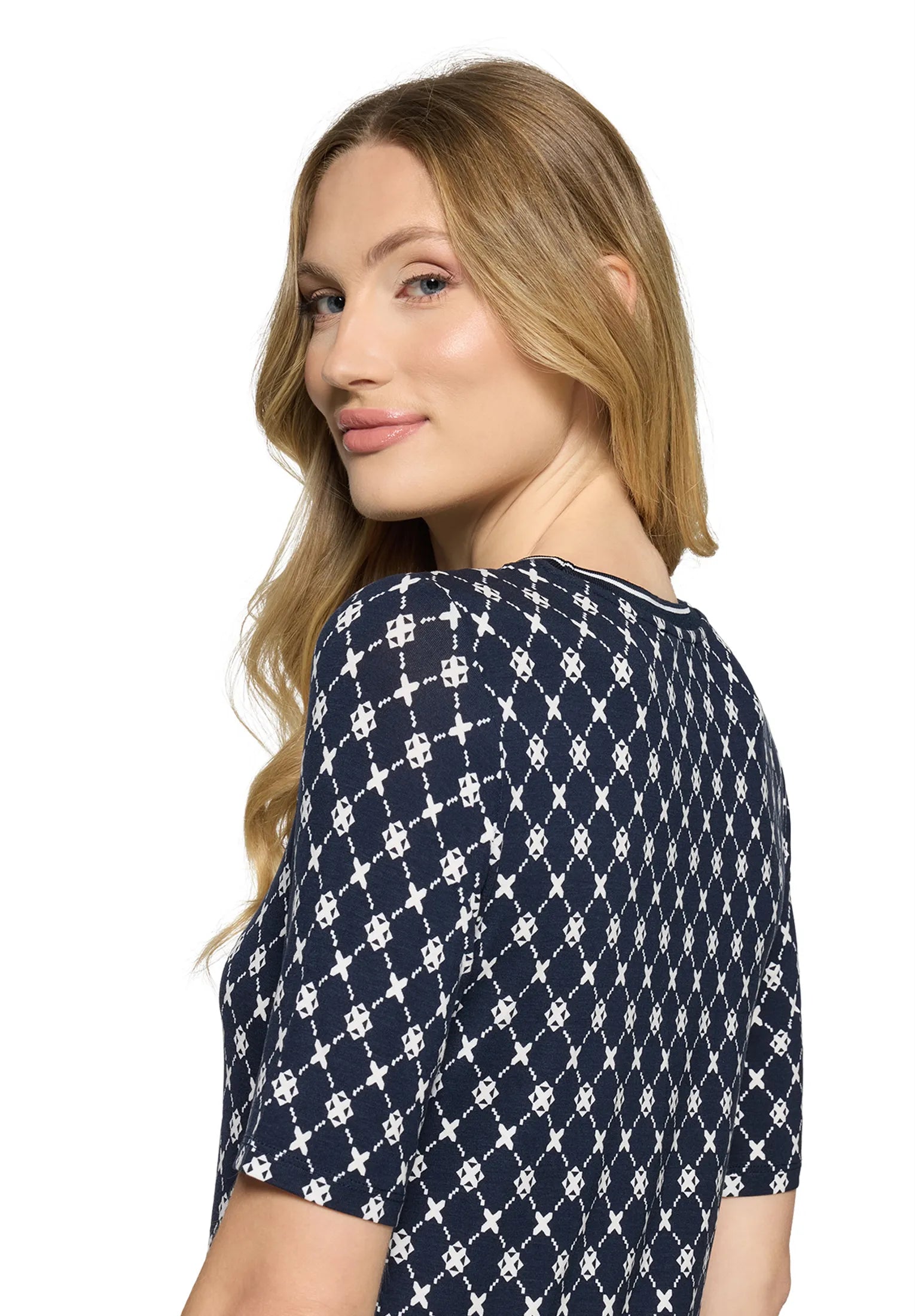 Betty Barclay Dark Blue/Cream Women Basic Shirt with Ribbed Cuffs SKU: 2725-1791_8813 Image 05