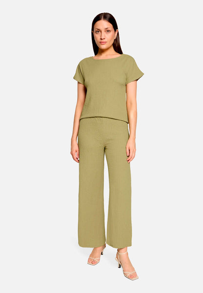 Betty Barclay Soft Olive Women Textured Shirt with Boat Neck SKU: 2748-1821_7366 Image 02