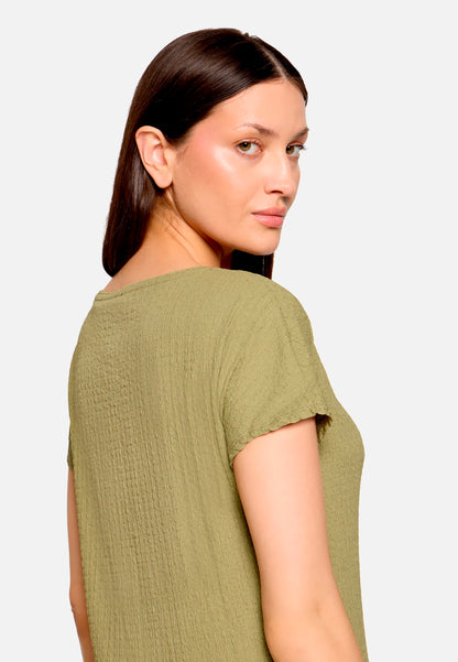 Betty Barclay Soft Olive Women Textured Shirt with Boat Neck SKU: 2748-1821_7366 Image 07