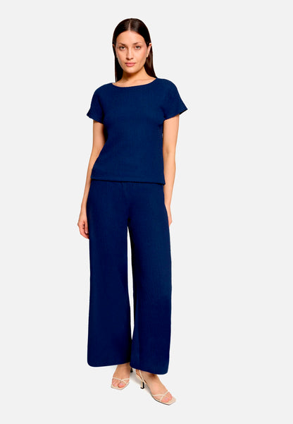 Betty Barclay Ocean Cavern Women Textured Shirt with Boat Neck SKU: 2748-1821_8359 Image 02