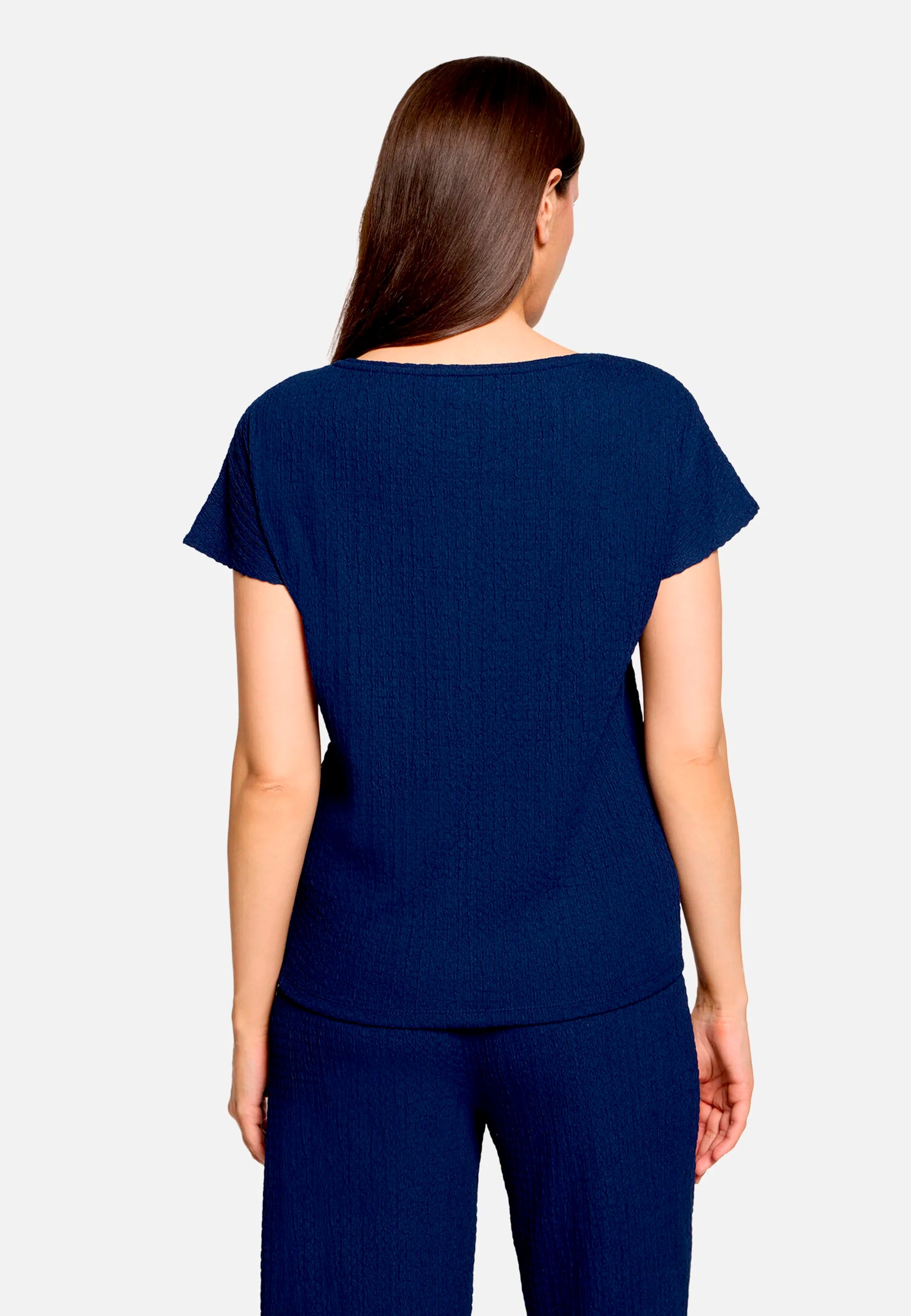 Betty Barclay Ocean Cavern Women Textured Shirt with Boat Neck SKU: 2748-1821_8359 Image 03