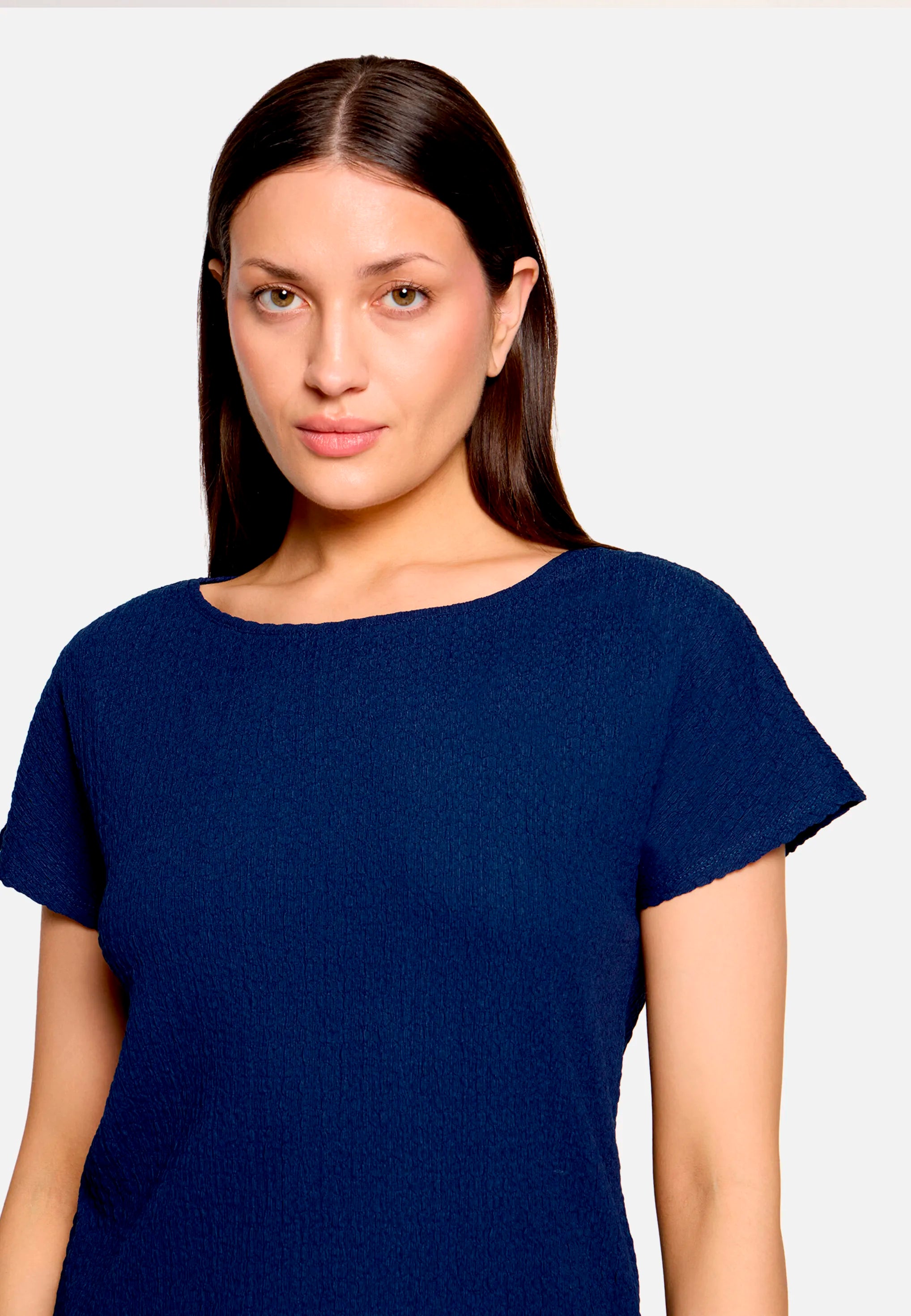 Betty Barclay Ocean Cavern Women Textured Shirt with Boat Neck SKU: 2748-1821_8359 Image 06