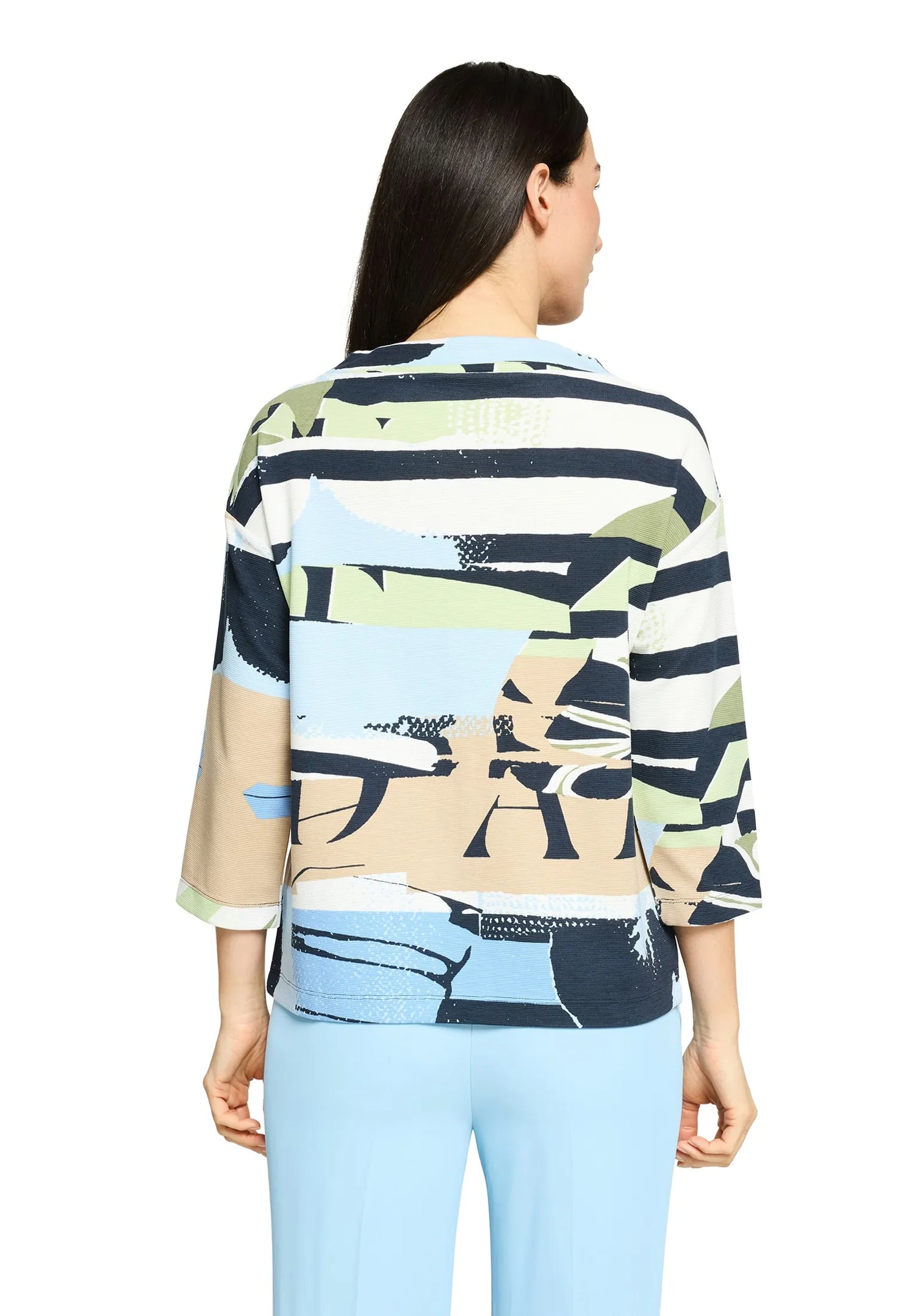 Betty Barclay Blue/Beige Women Sweat Short 3/4 Sleeve SKU: 2757-1815_8872 Image 02
