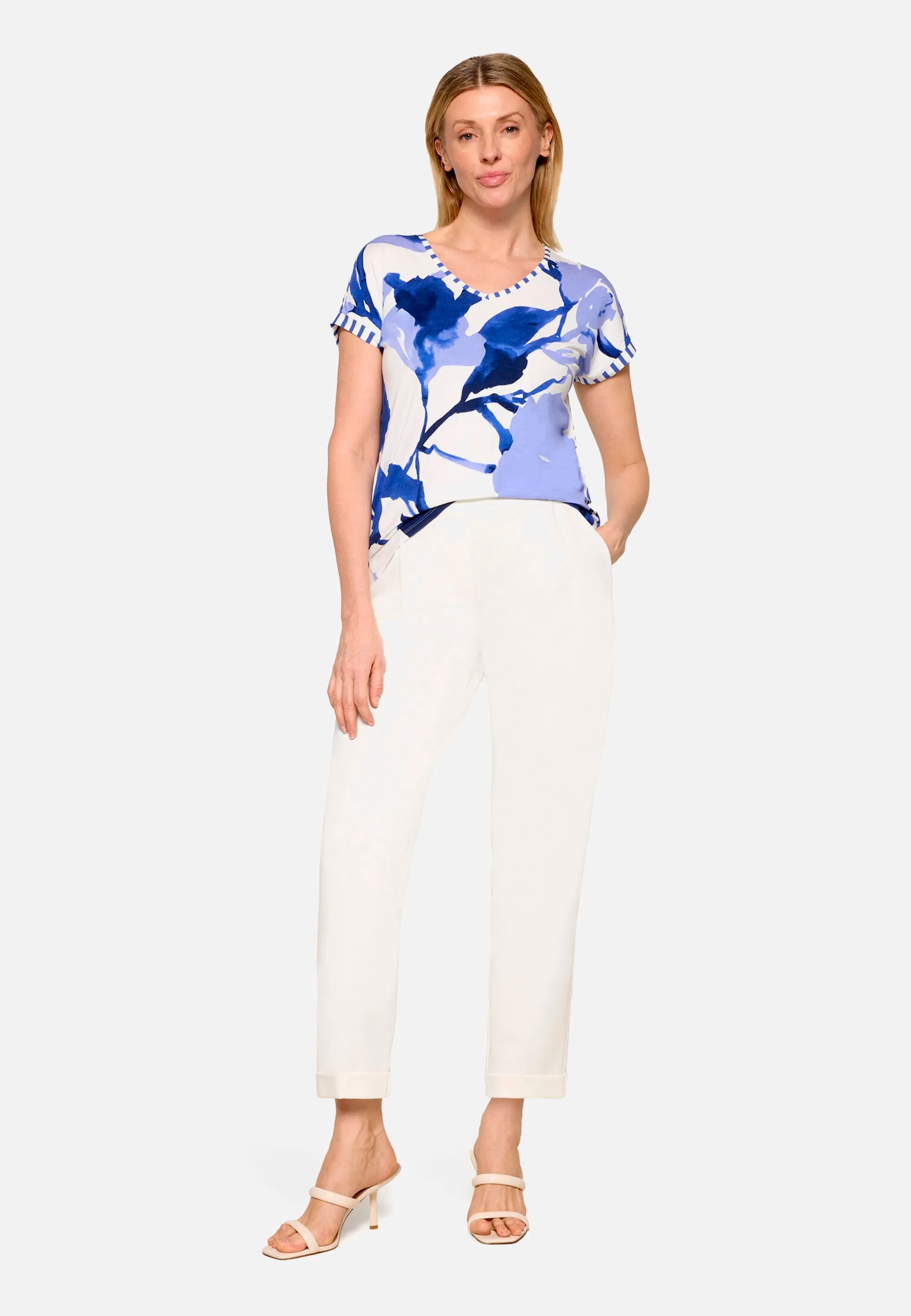 Betty Barclay Cream/Blue Women Casual Striped Shirt SKU: 2784-2525_1881 Image 02