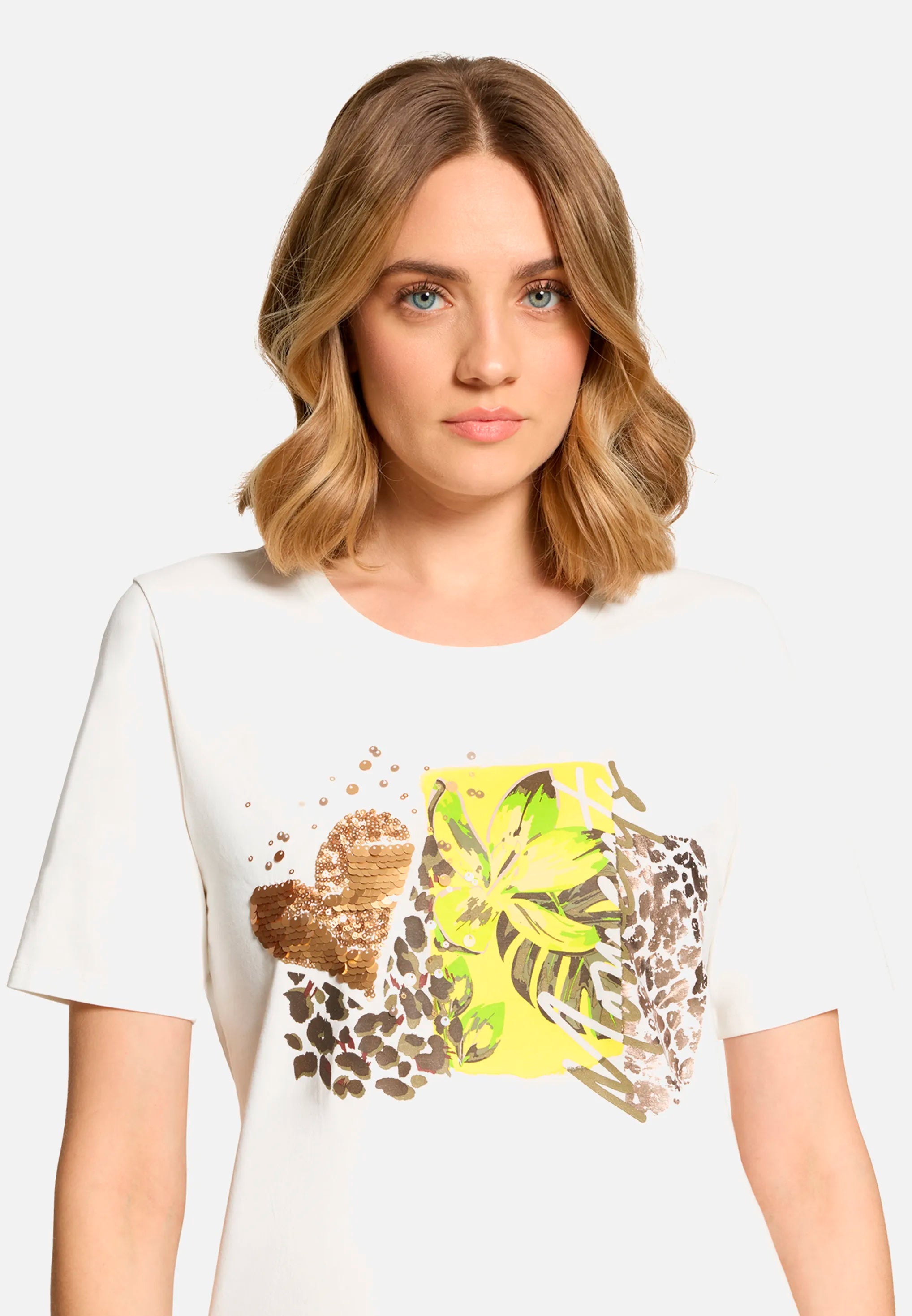 Betty Barclay Patch Creme/Yellow Women Basic Shirt with Print SKU: 2795-1092_1921 Image 06