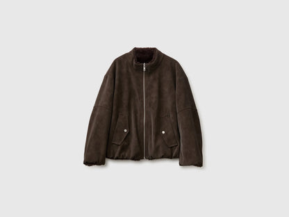 Benetton Dark Brown Women Reversible Bomber Style Jacket SKU: 27GBDN0AW_901 Image 06