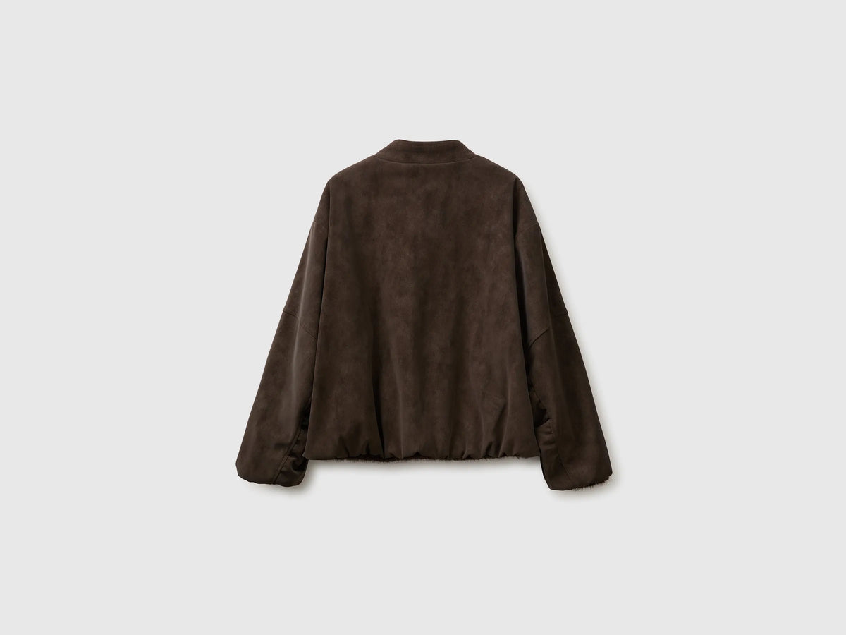 Benetton Dark Brown Women Reversible Bomber Style Jacket SKU: 27GBDN0AW_901 Image 07