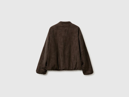 Benetton Dark Brown Women Reversible Bomber Style Jacket SKU: 27GBDN0AW_901 Image 07